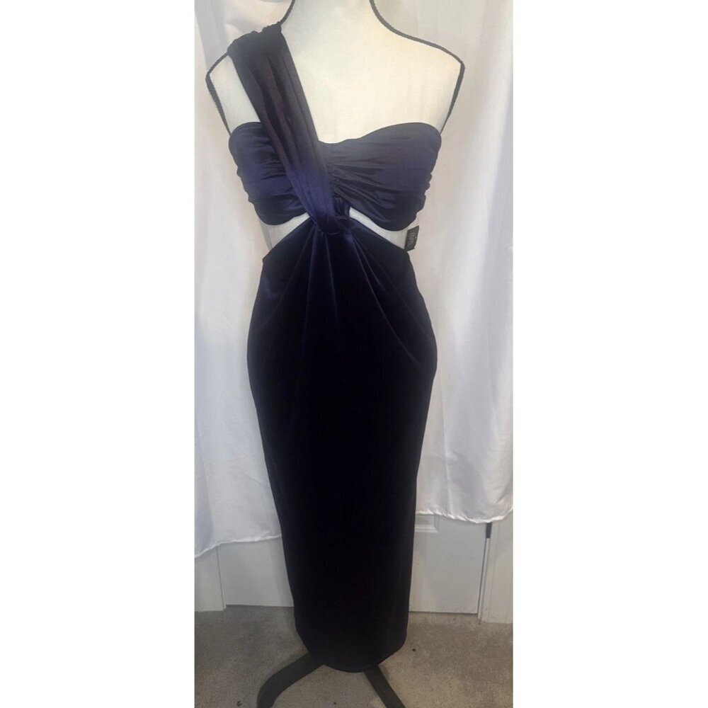 EXPRESS Womens Purple Satin Asymmetrical One Shoulder Rayon Slip Dress Sz S NEW